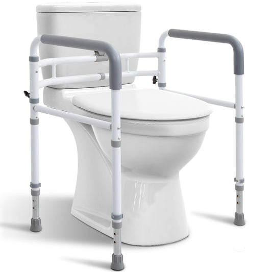 WeHwupe Toilet Rails - Toilet Safety Rail for Elderly Adults - Adjustable Bathroom Toilet Handles - Toilet Safety Frame & Rails - Toilet Grab Bars for Senior, Handicap & Disabled,Fits Most Toilets