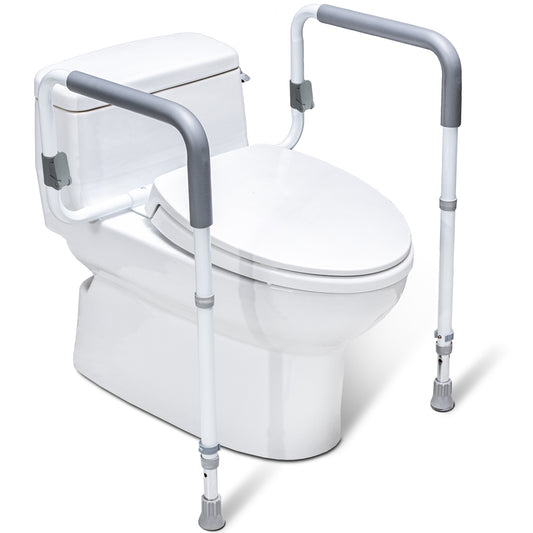 Toilet Safety Rails for Elderly Adults - Adjustable Bathroom Toilet Safety Frame with Handles - Stand Alone Toilet Grab Bar for Senior, Handicap & Disabled,Fits Most Toilets