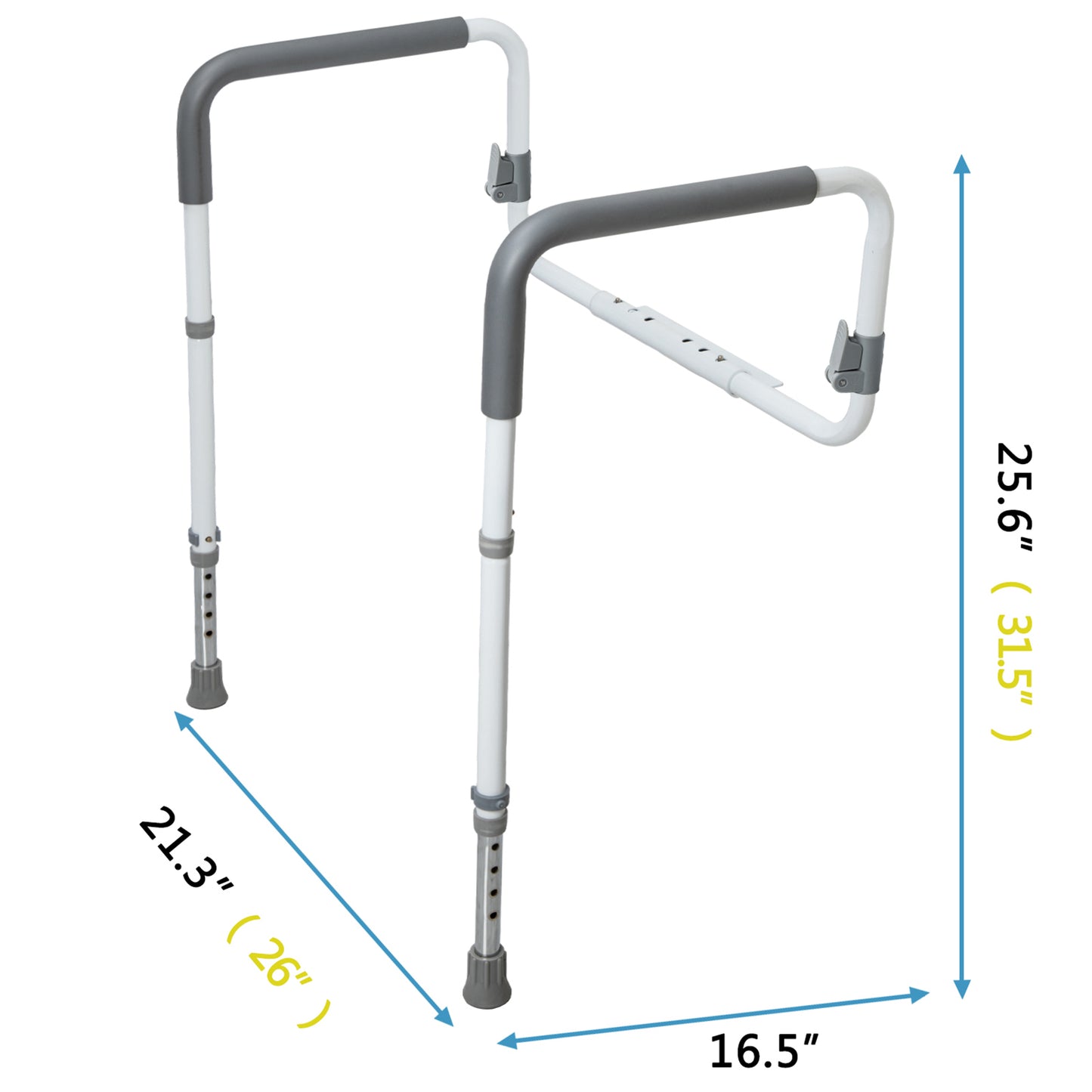 Toilet Safety Rails for Elderly Adults - Adjustable Bathroom Toilet Safety Frame with Handles - Stand Alone Toilet Grab Bar for Senior, Handicap & Disabled,Fits Most Toilets