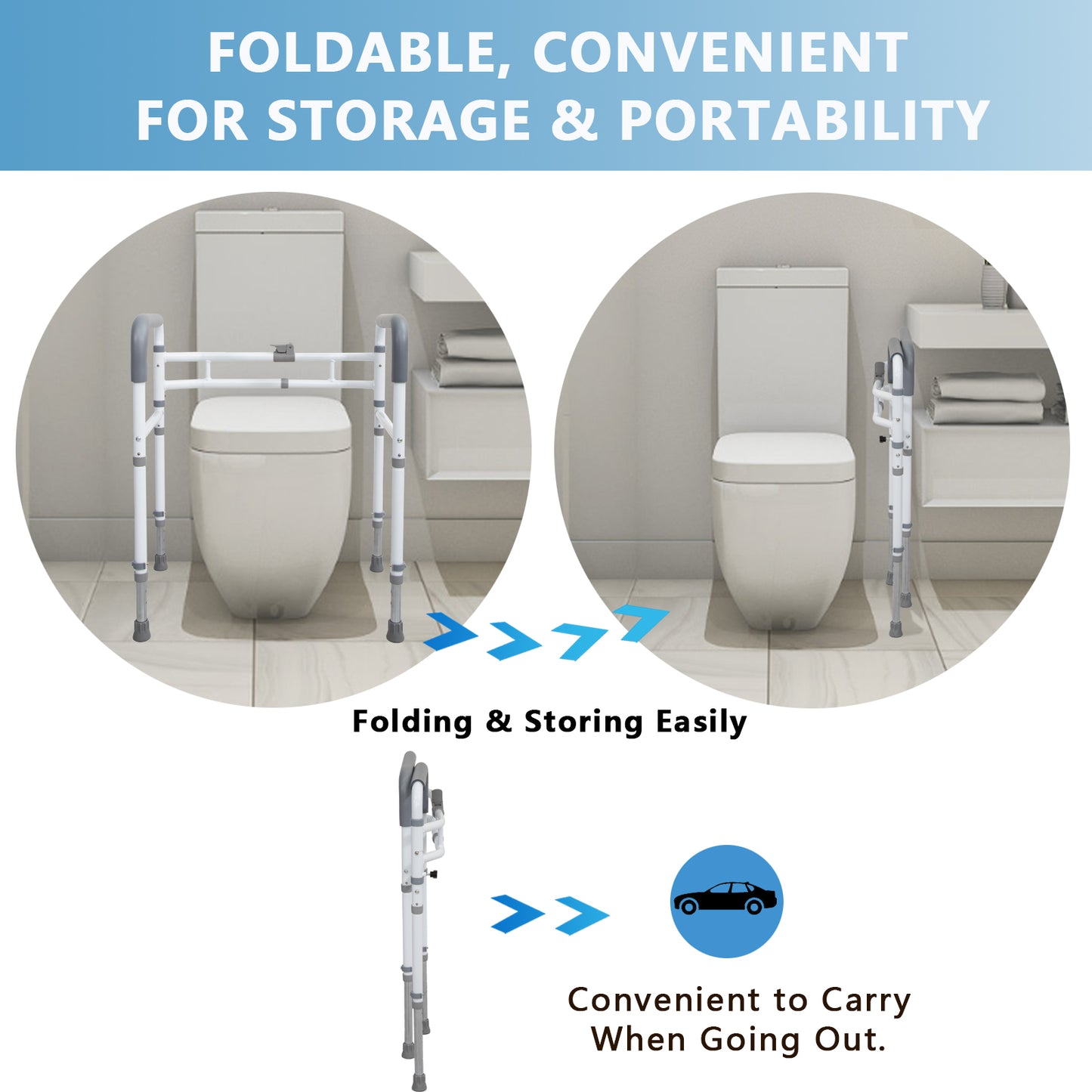 WeHwupe Toilet Rails - Toilet Safety Rail for Elderly Adults - Adjustable Bathroom Toilet Handles - Toilet Safety Frame & Rails - Toilet Grab Bars for Senior, Handicap & Disabled,Fits Most Toilets